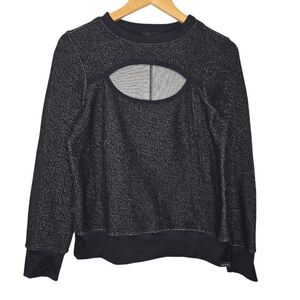 Koral Womens Black Breach Open Front Modal Sweatshirt Size Large